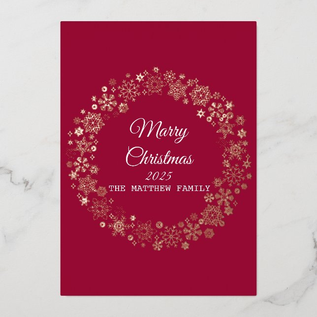 Gold Snowflake Frame Holiday Invitation Card (Front)