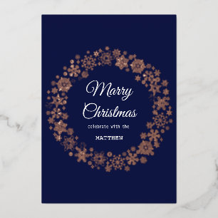 Gold Snowflake Frame Holiday Invitation Card