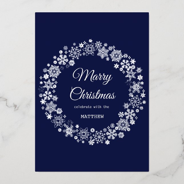 Gold Snowflake Frame Holiday Invitation Card (Front)