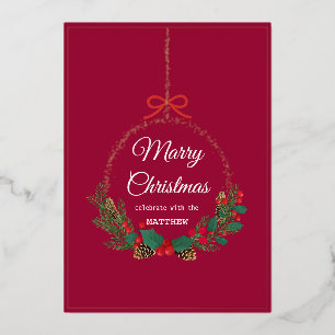 Gold Snowflake Frame Holiday Invitation Card
