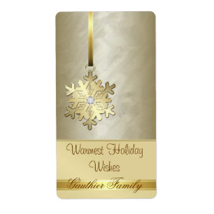 Gold Snowflake Gold Foil Diamond Wine Label