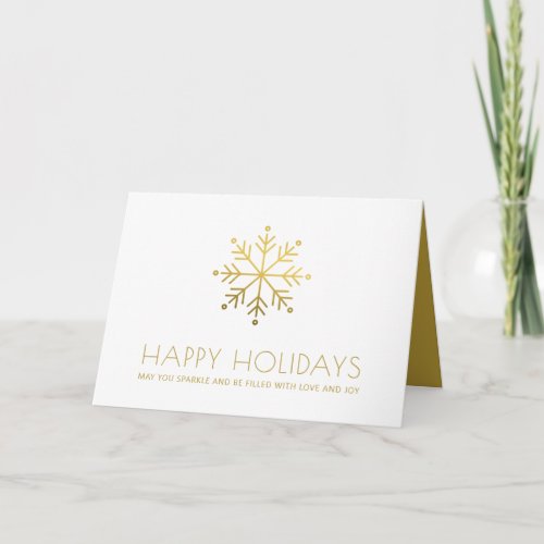 Gold Snowflake Happy Holidays Thank You Corporate 
