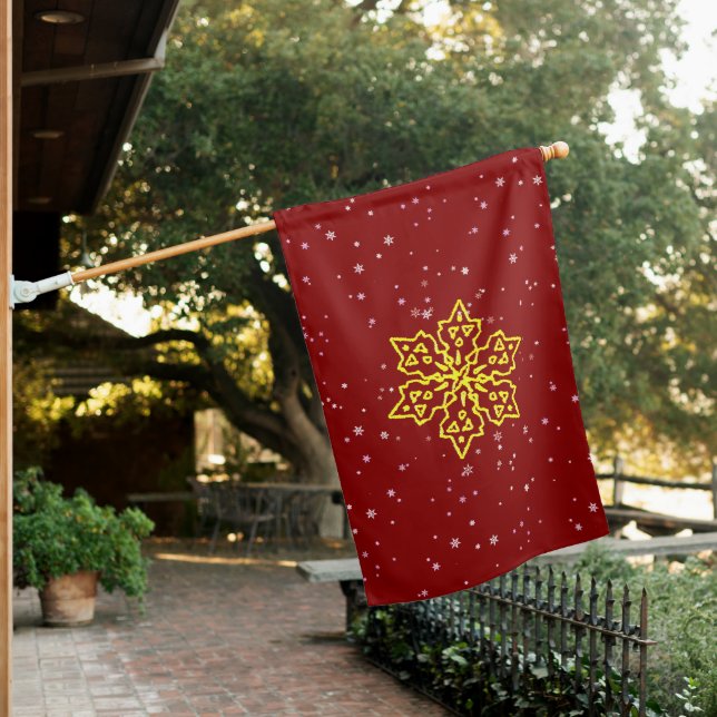 Gold Snowflake House Flag (In SItu)