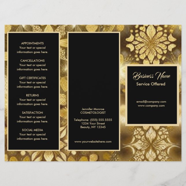 Gold Snowflake Menu & Pricing Flyer (Front)