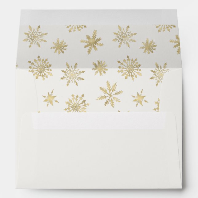 Gold Snowflake Merry and Bright Christmas Envelope (Back (Bottom))