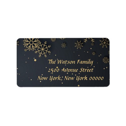 Gold Snowflake Merry Christmas Address Label