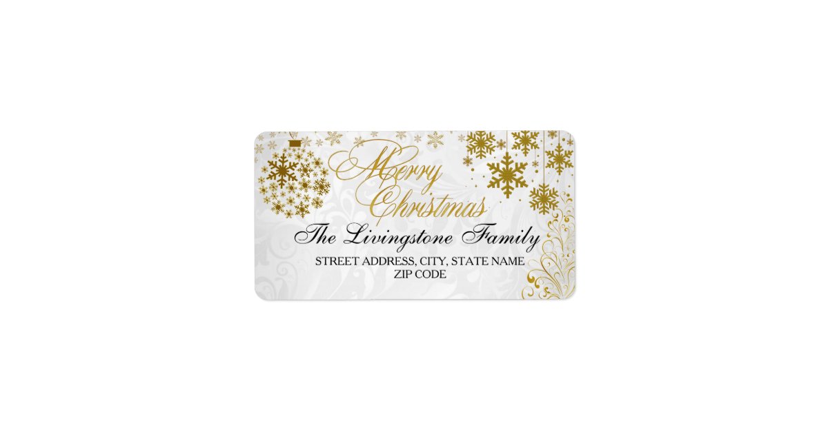Gold Snowflake Merry Christmas Address Labels Zazzle