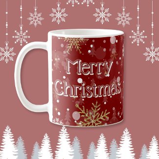 Gold Snowflake Merry Christmas Mug