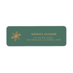 Gold snowflake modern Christmas return address Label