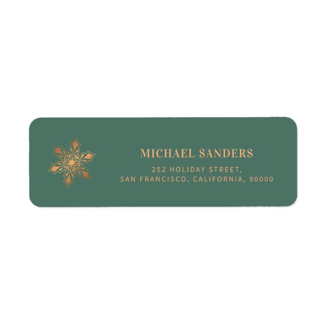 Gold snowflake modern Christmas return address Label (Front)