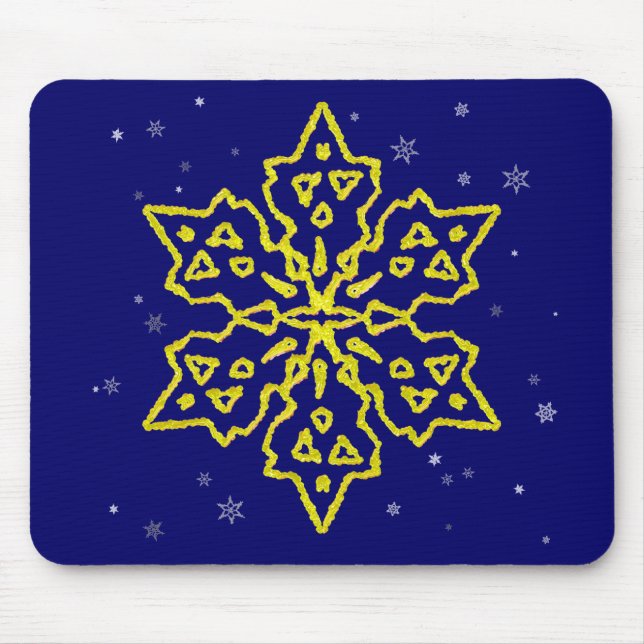 Gold Snowflake Mouse Pad (Front)