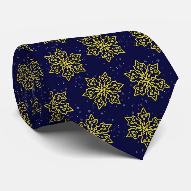 Gold Snowflake Neck Tie (Rolled)