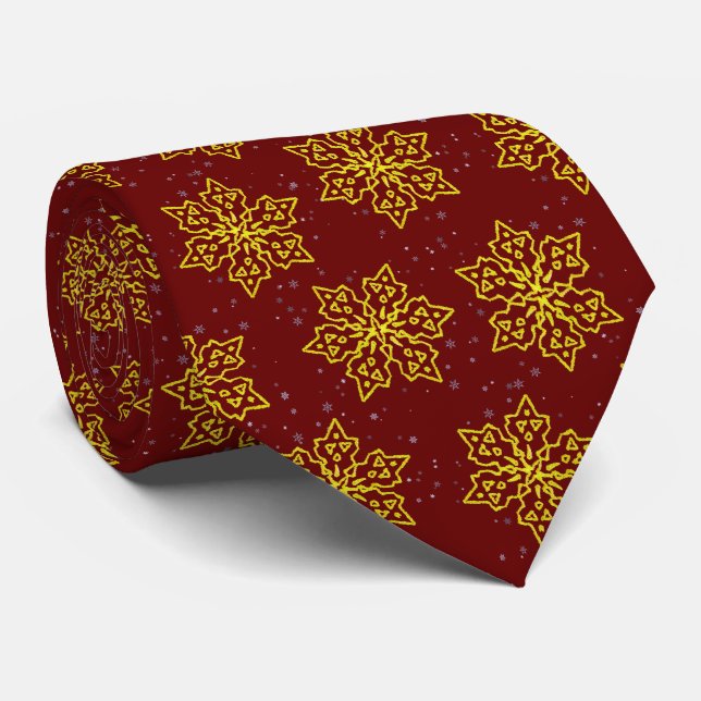 Gold Snowflake Neck Tie (Rolled)