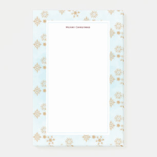 Gold Snowflake on Blue Christmas Pattern Post-it Notes