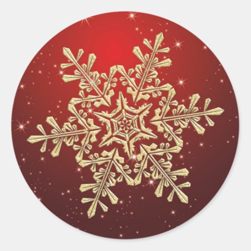 Gold snowflake on red Christmas Sticker