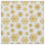 Gold snowflake on white with fish scales pattern fabric