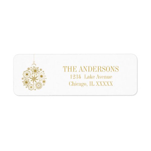 Gold Snowflake Ornament Holiday Address Label