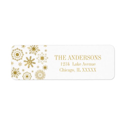 Gold Snowflake Ornament Holiday Address Label
