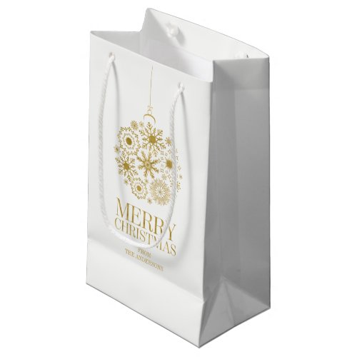Gold Snowflake Ornament Merry Christmas Gift Bag