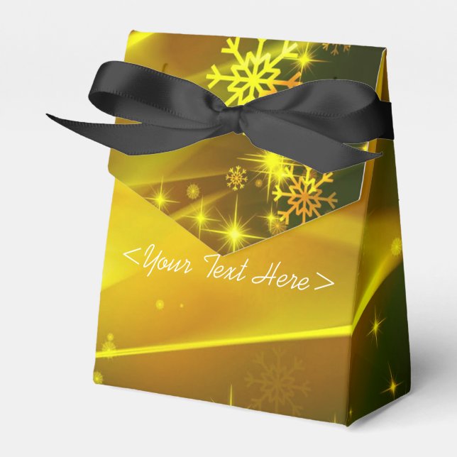 Gold Snowflake Pattern Christmas Favor Box (Front Side)