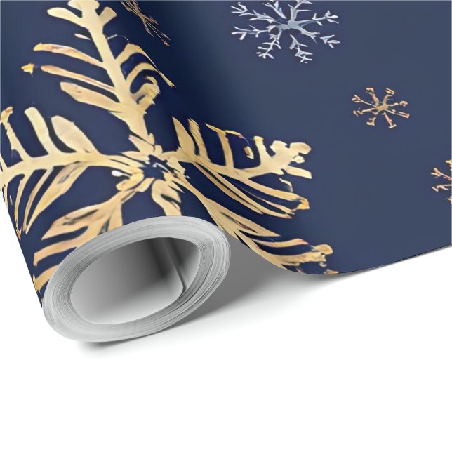 Gold Snowflake Pattern Wrapping Paper (Roll Corner)