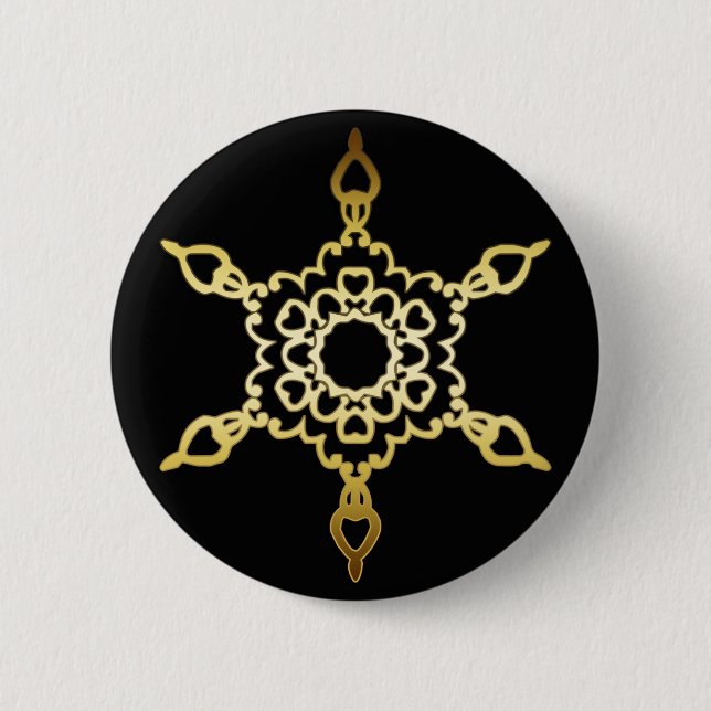 GOLD SNOWFLAKE PINBACK BUTTON (Front)