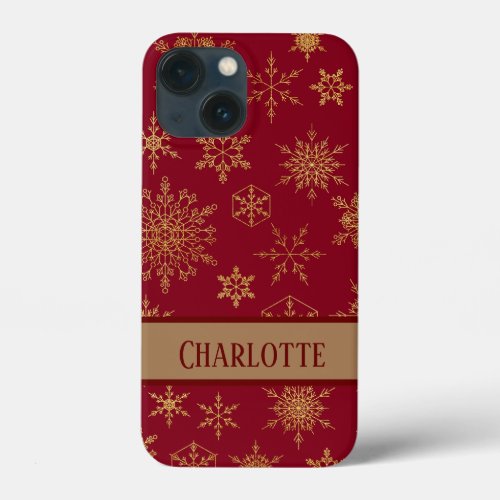 Gold Snowflake Red iPhone  iPad case