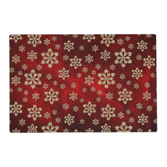 Gold Snowflake Red Placemat