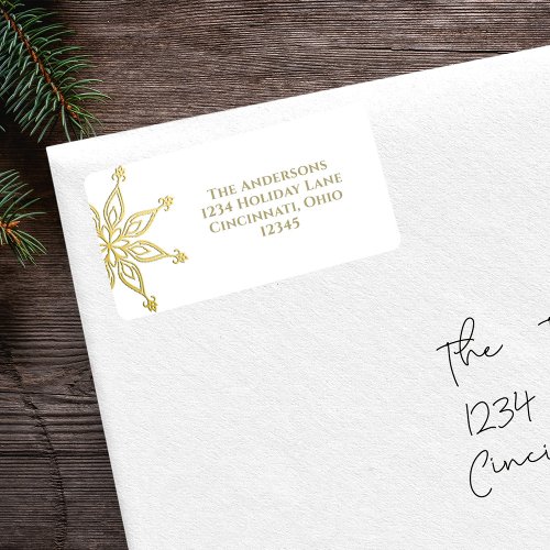 Gold Snowflake Return Address Christmas Label