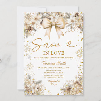 Gold Snowflake Snow in Love Winter Bridal Shower Invitation