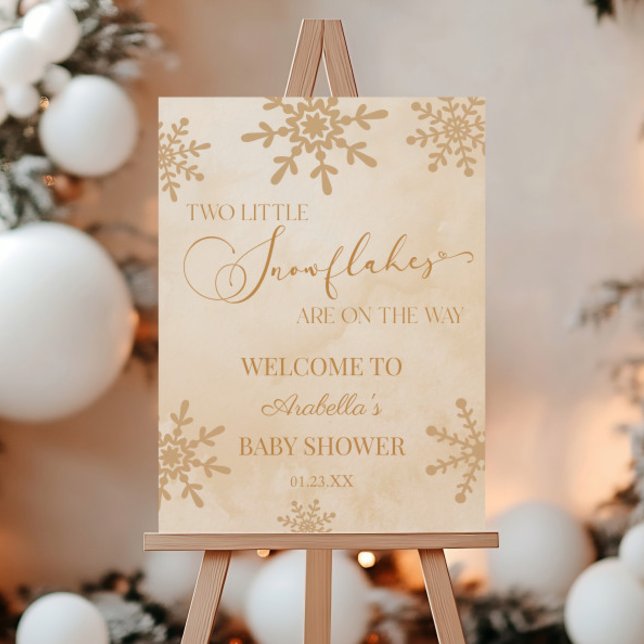 Gold Snowflake Twins Baby Shower Welcome Sign (Creator Uploaded)