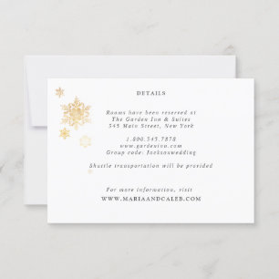 Gold Snowflake Wedding Details Card
