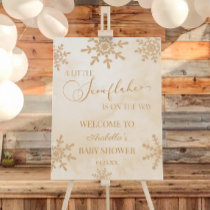 Gold Snowflake Winter Baby Shower Welcome Sign