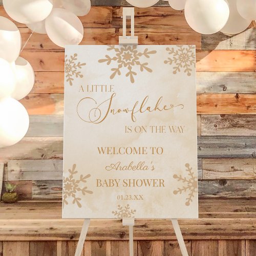 Gold Snowflake Winter Baby Shower Welcome Sign