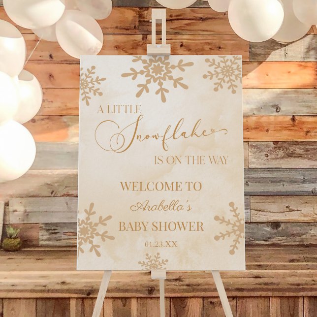 Gold Snowflake Winter Baby Shower Welcome Sign (Creator Uploaded)