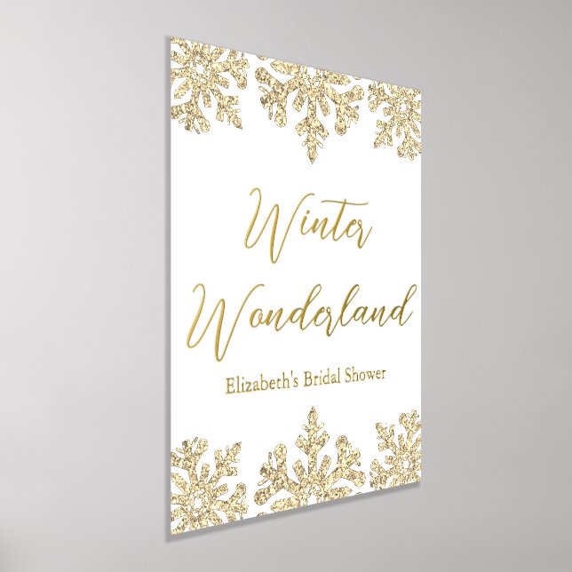 Gold Snowflake Winter Bridal Shower Foil Prints (Laydown)