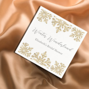 Gold Snowflake Winter Bridal Shower Napkins