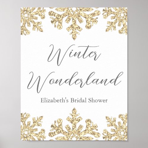 Gold Snowflake Winter Bridal Shower Poster