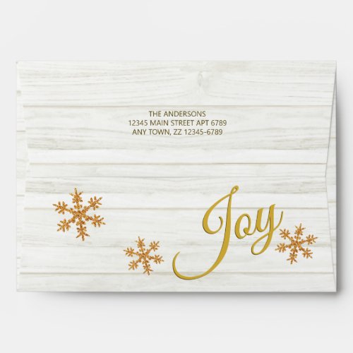 Gold Snowflake Winter Holiday Pre Addressed Envelope