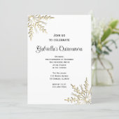 Gold Snowflake Winter Quinceanera Invitation (Standing Front)