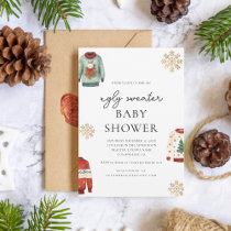 Gold Snowflake | Winter Ugly Sweater Baby Shower Invitation