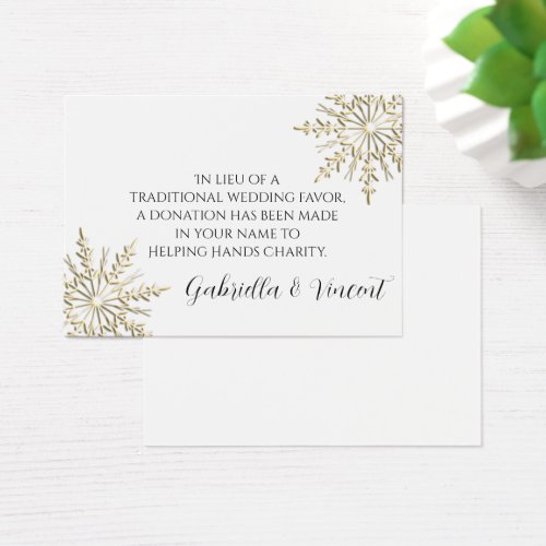 Gold Snowflake Wedding Charity Favor Card Business Card Template