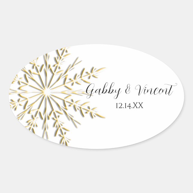 Gold Snowflake Winter Wedding Envelope Seals (Front)