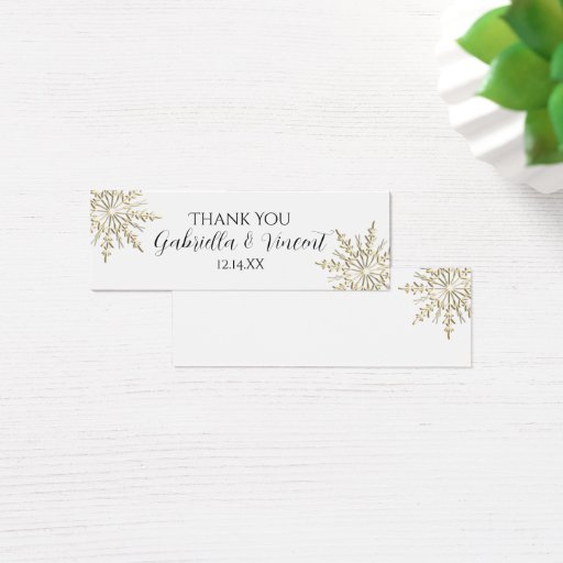 Customizable Gold Snowflake Wedding Favor Tags Business Card