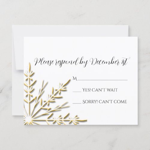 Gold Snowflake Winter Wedding RSVP