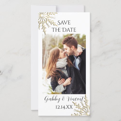 Gold Snowflake Winter Wedding Save the Date Photo