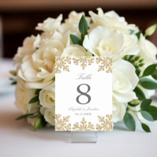 Gold Snowflake Winter Wedding Table Number