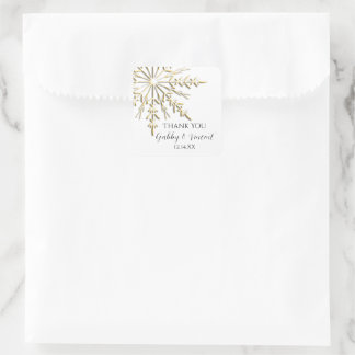 Gold Snowflake Winter Wedding Thank You Favor Tag