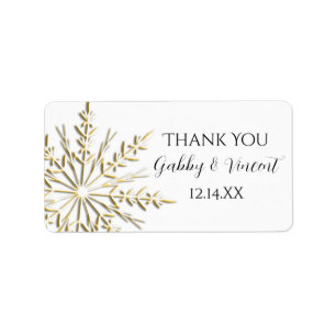 Gold Snowflake Winter Wedding Thank You Favor Tag