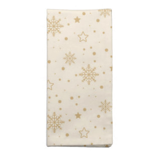 Gold Snowflakes and Stars Cloth Napkin